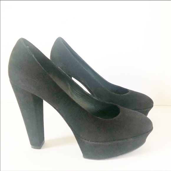 Donna Karan Collection Black Suede Platform Pumps - Picture 2 of 14